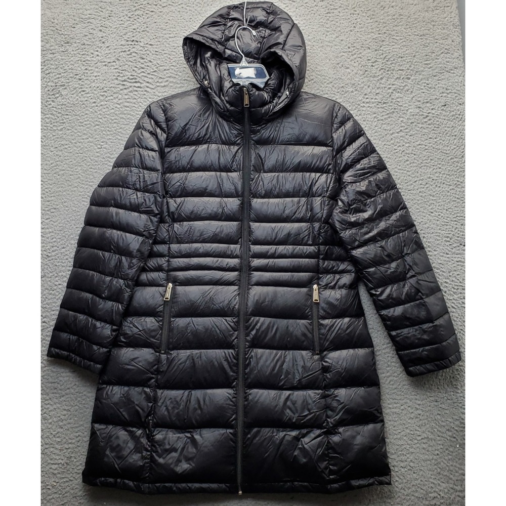 Andrew Marc Packable Premium Down Jacket Women XL Black Lightweight Full Zip EUC